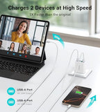 40W USB Wall Charger Block (40W-White)