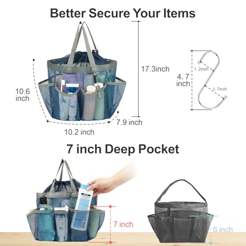 Mesh Shower Caddy Portable with Drawstring (Blue with Drawstring)