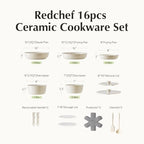 Ceramic Pots and Pans Set (16 pcs Beige)