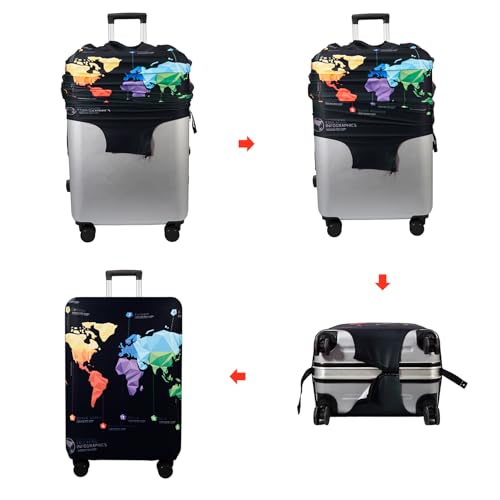 Travel Luggage Cover Suitcase Cover Protector Skins 18 (map / L (for 25--28 inch luggage))