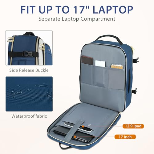 Laptop Backpack Computer Backpack 17 Inch Men (17.3 Inch / Beige/Haze Blue/Black)