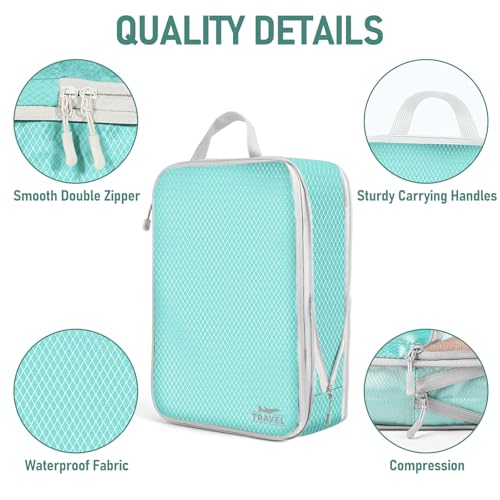 6 Set Compression Packing Cubes (Blue-6pcs / Set of 6)