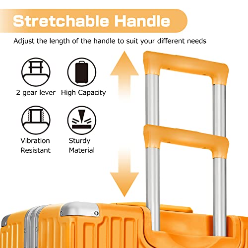 Luggage PC+ABS Aluminum Frame Zipperless Checked Luggage Hard Shell Suitcase with TSA Lock Double Spinner Wheels 24 Inch Orange (Orange / 24-inch(upgraded Tsa Lock))
