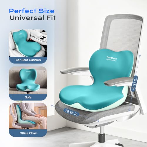Car Seat Cushion and Lumbar Support Pillow One Piece (Green-a / 1 Piece)