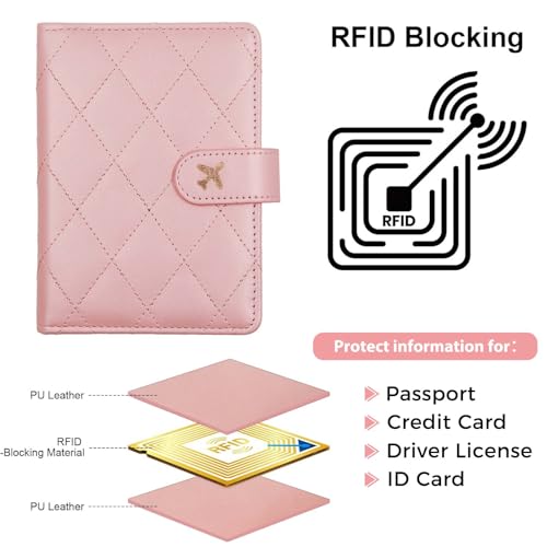Premium Leather Passport Holder Covers Case (BB-LG PINK)