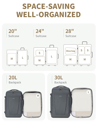 6 Set Packing Cubes for Travel Durable Suitcase Organizer Bags Set with Personalized Tag Travel Essentials with Shoe Bag Traveling Accessories for Luggage Machine Washable (Set of 6 / No Compress-Beige)