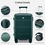 24 Inch Luggage with Spinner Wheels (Blackish Green / 24 Inch EXT)