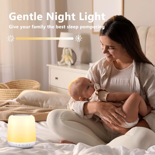 White Noise Sound Machine for Sleep Portable Sound Machine with 30 Soothing Sounds 12 Night Light Colors 4 Timer Sleep Machine for Baby Adults (Milky White)
