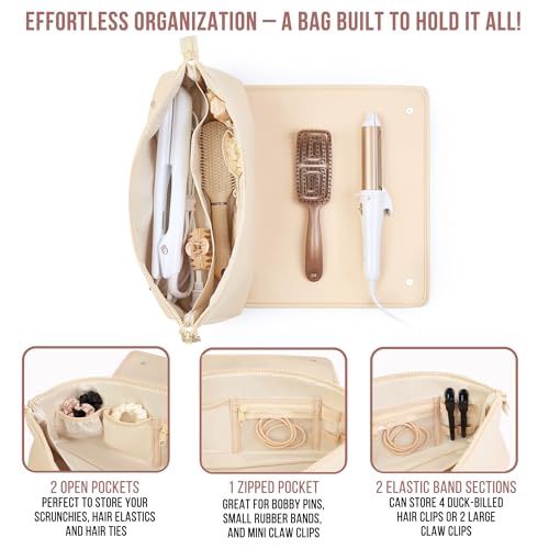 Hair Tools Travel Bag and Heat Resistant Mat 17" (Ivory)