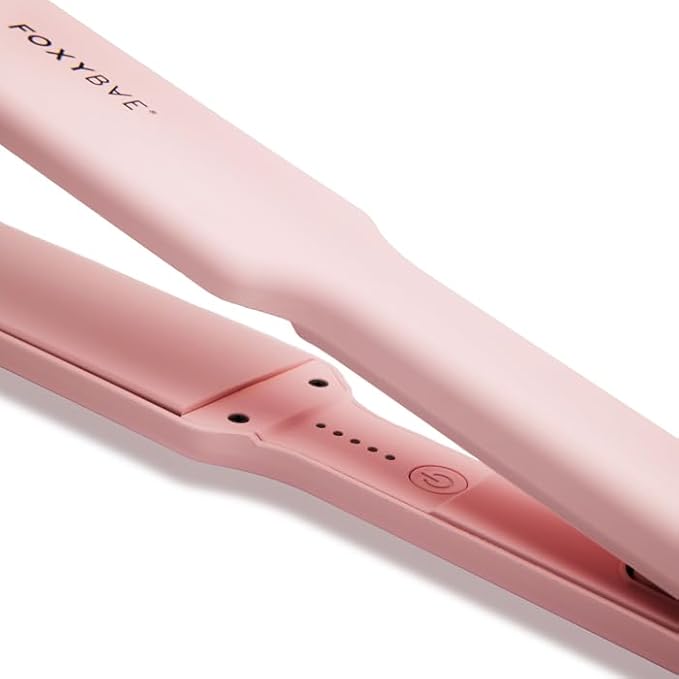 FoxyBae Sleek & Slay 1.75" Wide Plate Ceramic Flat Iron - Blush - Hair Straightener - Portable Professional Hot Tools - Healthy Hair Guaranteed - Dual Voltage - [146W]