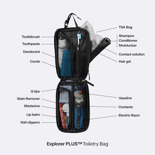 Hanging Toiletry Bag for Men and Women (Black / Plus)