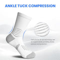 Crew Compression Socks Athletic Running Socks for Men Women Plantar Fasciitis Relief 3 Pairs (Large / Black+white+grey(stripe 3 Pairs))