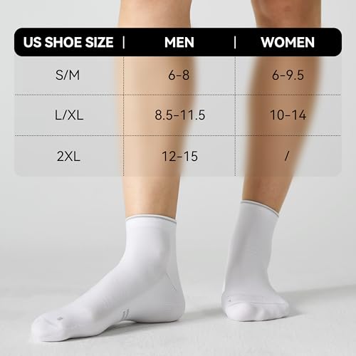 Ankle Compression Running Athletic Socks for Men Women (Large-X-Large / White (2 Pairs))