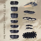 21PCS Pots and Pans Set Nonstick Cookware Set with Detachable Handle (Dark Gray / 21PCS-Standard)