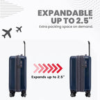 Rails 25 Inch Expandable Hardside Checked Suitcase with 360° Spinner Wheels (Carbon Blue / Medium Checked)