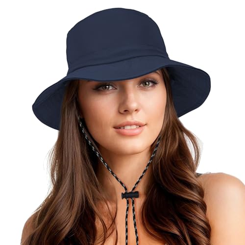 Waterproof Bucket Hats for Woman UPF 50+ Sun Hat Navy (Navy)