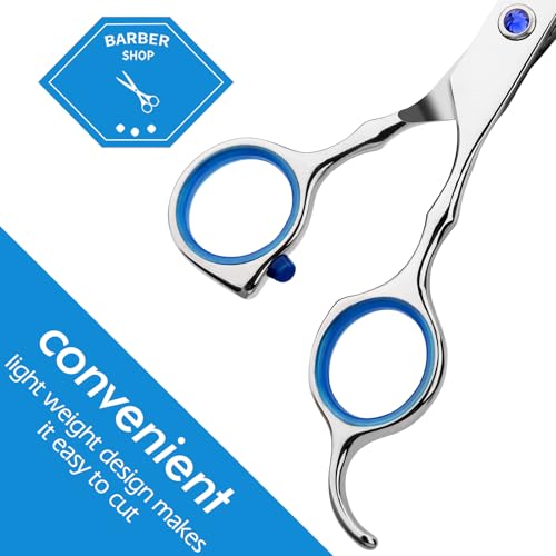 Regular Hair Cutting Shears Professional Barber Scissors Home Blue Detachable Finger Ring for Men Women Kid (Blue Regular Scissor)