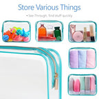 Clear Makeup Bag for Travel (Turquoise / Medium Set)