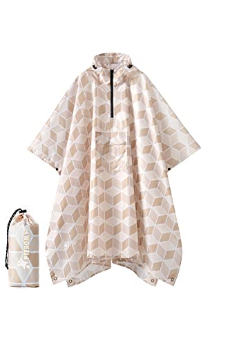 Hooded Rain Poncho for Adults (Parallelogram 1/4 Zipper)