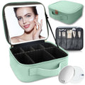 Makeup Bag with Led Mirror (Light Green / with LED mirror and a 10x mirror)