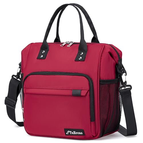 Red Lunch Box for Women for Work Insulated Lunch Bag for Female Adult (Large / A12: Red)