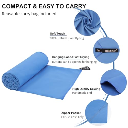 Microfiber Towel Quick Dry Camping & Travel & Gym Towel. Compact (Blue / 40.00" x 20.00")