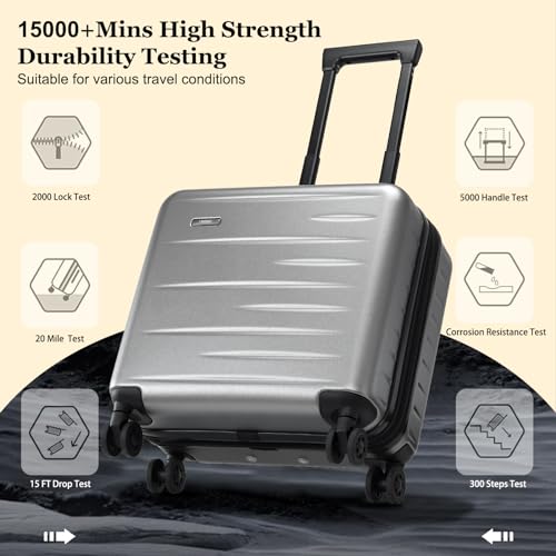 Expandable 16 Inch Carry On Luggage Airline Approved Small Suitcase (Gray / 16 Inch EXT)