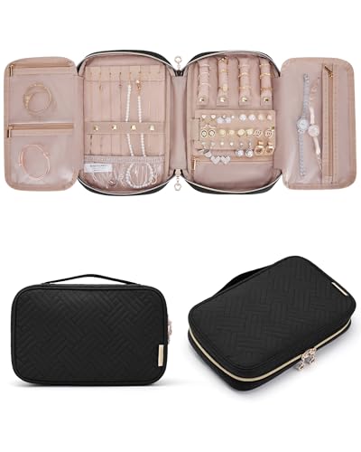 Jewelry Organizer Bag Travel Jewelry Storage Cases for Necklace (Medium / Black)