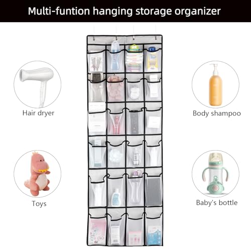 Hanging Shoe Organizer (White-2pack of 24 pocket)