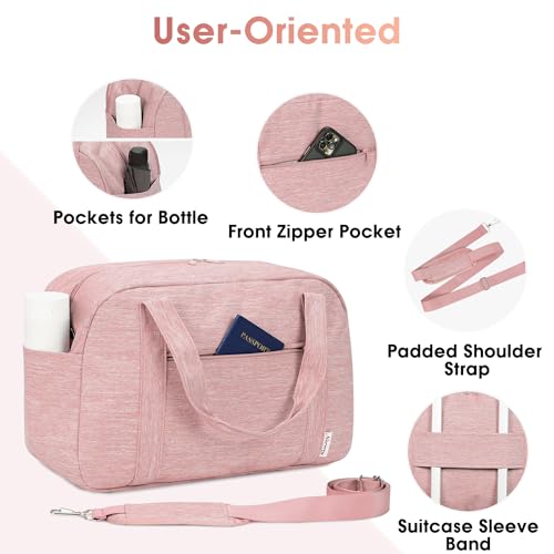 Carry on Duffle Bag Underseat for Airplane (Pink / Small with laptop compartment)