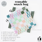 Roamio Reusable Sandwich and Snack Bags (D2 Grn Stipe & Multi Check-Lg)