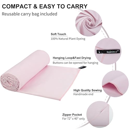 Microfiber Towel Quick Dry Camping & Travel & Gym Towel. Compact (Pale Pink / 60.00" x 30.00")