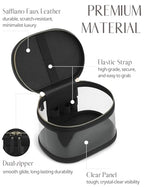 Travel Makeup Bag Clear Compact Make Up Vanity Case with Brush Storage and Top Handle (Black / Train Case)