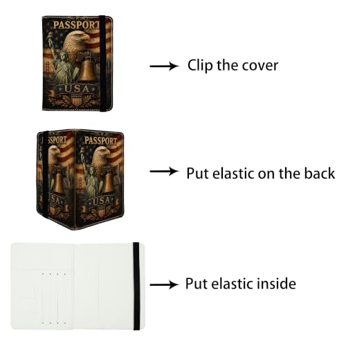 USA Eagle Passport Holders Leather Passport Wallet for Travel Essentials (USA Eagle / One Size)