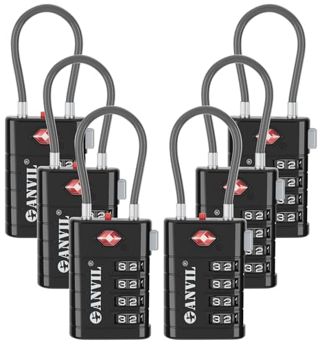 TSA Approved Luggage Locks with Search Alert Indicator (Black)