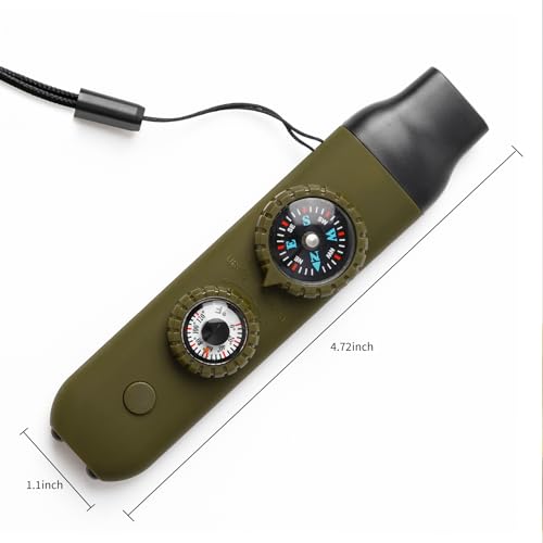 Multifunctional Survival Emergency Whistle for Kids with Compass Hiking Survival (army green)