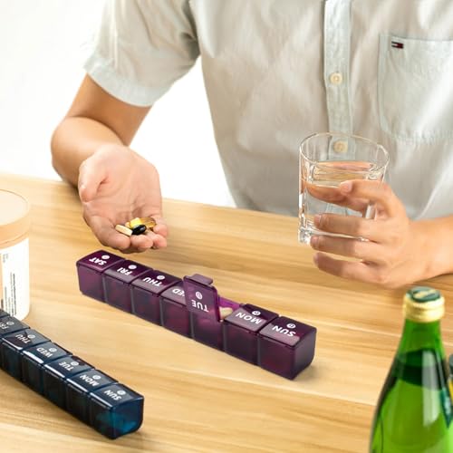 2 Pack Weekly Large Pill Organizer (Blue-purple)