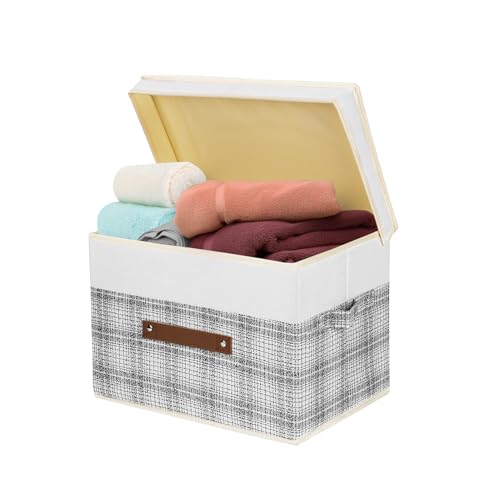 Collapsible Storage Bins with Lids (5 pack / Gray & White)