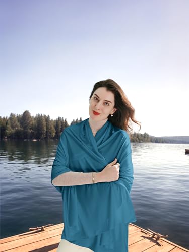 Shawl Wraps for Women (05 Classic Jersey Peacock Blue)