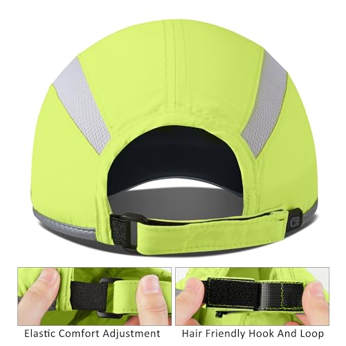Reflective Foldable Running Hat for Men Women (7-7 5/8 / Bright Green)