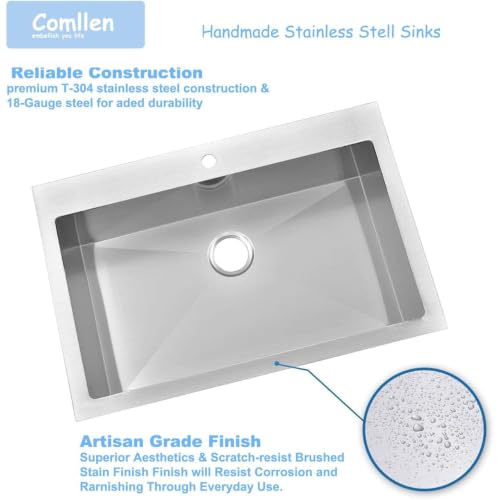 28 inch Drop in Kitchen Sink (Silver / 28x18)