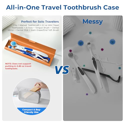 Wider Aluminum Toothbrush Travel Case (Orange / 1 Pack (Large))