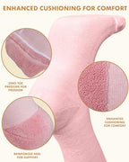Thick Soft Cotton Compression Socks (Pink and Beige / Small-Medium)