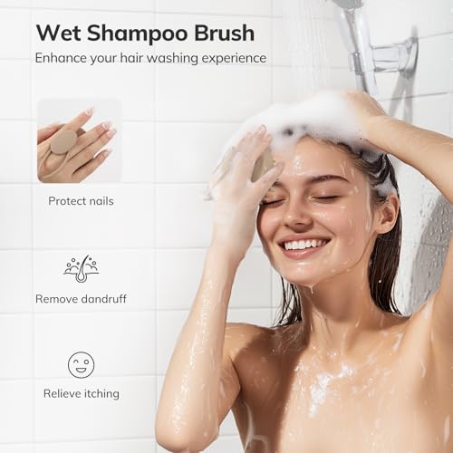 Silicone Scalp Massager Shampoo Brush (Khaki)
