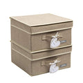 Foldable Fabric Closet Organizer Bins Box Storage (Linen / 12.4 in/12 in/6.7 in)