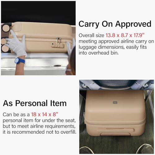 Underseat Carry On Luggage with Wheels (Cuba Sand / 16 Inch)