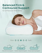 Memory Foam Neck Pillow for Pain Relief (Travel Size: 19"L x 11"W Medium / White)