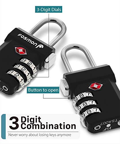 TSA Approved Luggage Locks (3 Digit T Series Black 2 Pack)