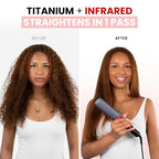 Titanium Flat Iron Hair Straightener Large with Infrared (Dark Grey & Purple / 1.8 Inch Plate)