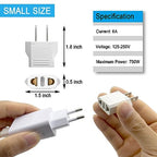 10 Pack European to US Plug Adapter (White)